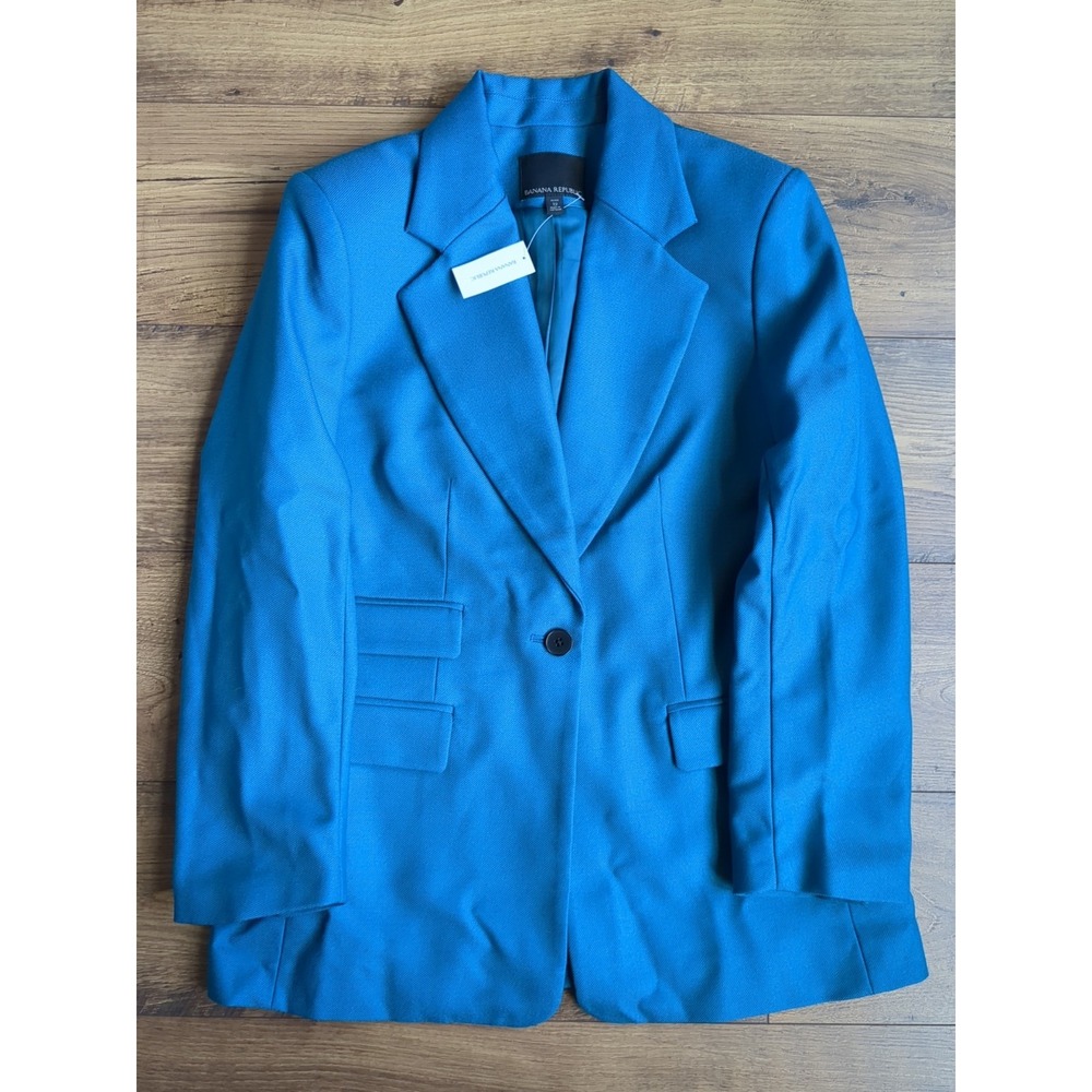 NWT $229 Banana Republic Women 12 Wool Double Pocket Blazer Sportcoat Petite - Picture 2 of 16